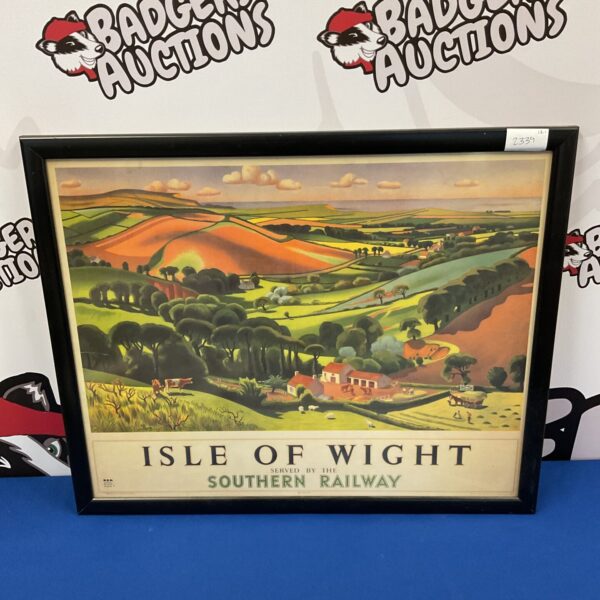 Vintage Isle of Wight railway print featuring a steam train.