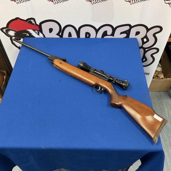 Weihrauch HW95 .22 air rifle with scope, side view.