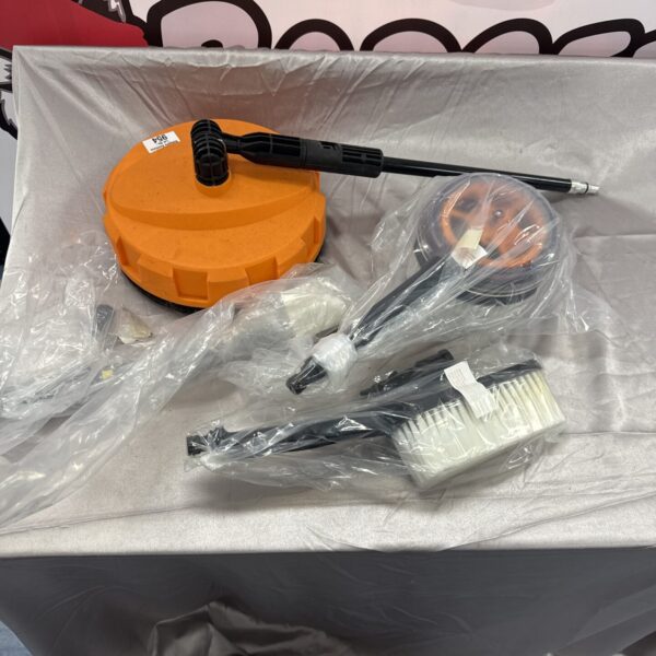 Karcher pressure washer attachments and nozzles for garden cleaning.