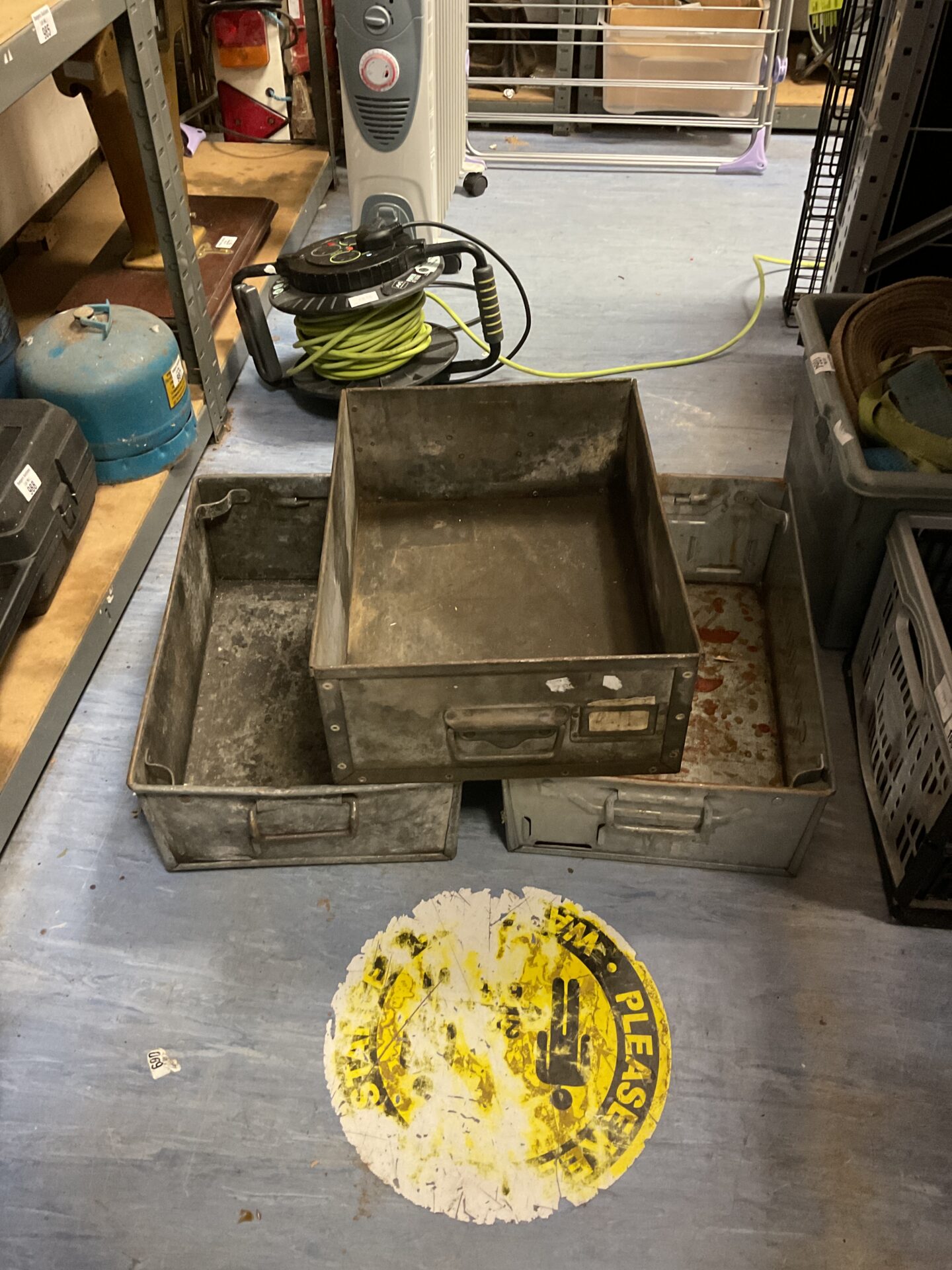 1062 Three galvanised steel storage Bins