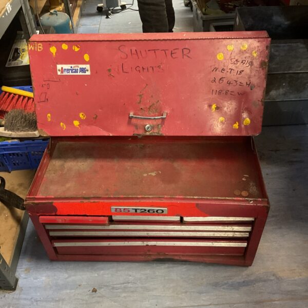 Vintage red American Pro tool chest with six drawers.