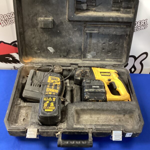 DeWalt battery drill in carry case, cordless power tool.