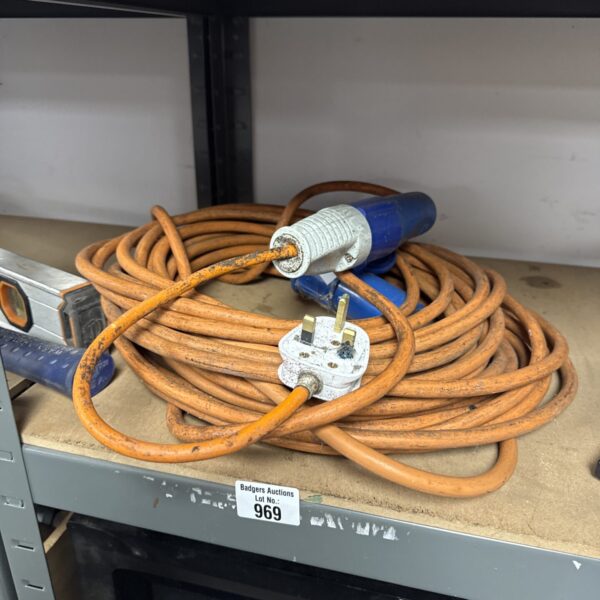 Used caravan power cable with 16 amp plug for camping.