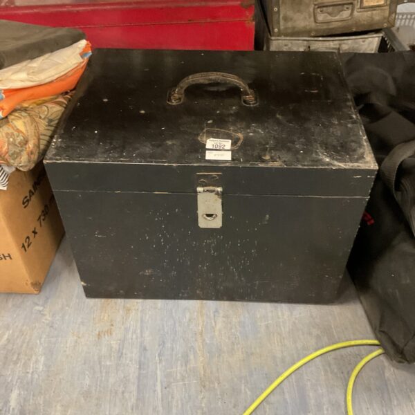 Vintage wooden storage box with a worn patina.