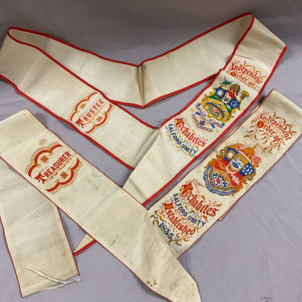 Antique Rechabite collar silk with embroidered heraldic design.