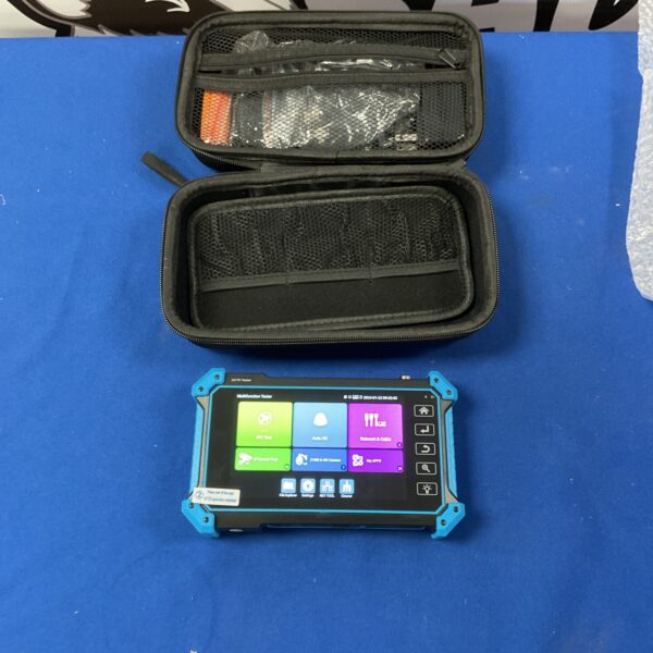 Front view of used IP CCTV camera tester with screen visible.