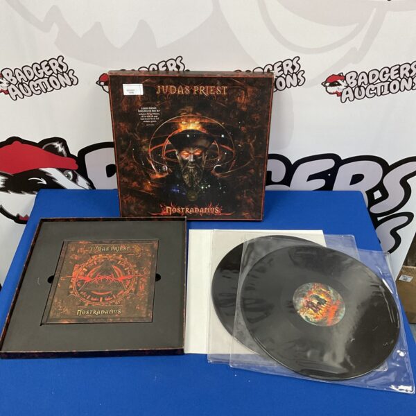 Front view of the limited edition Judas Priest Nostradamus boxset.