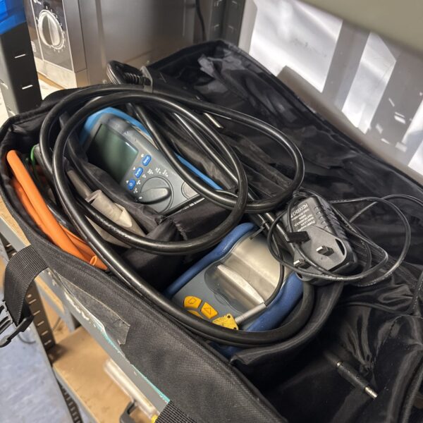 Kane 455 flue gas tester kit with case and cables.