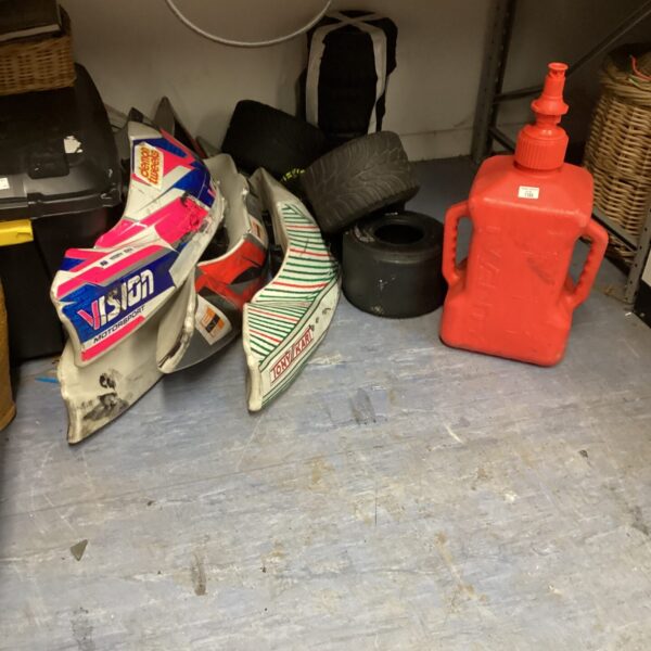Karting body panel and fuel can for go kart racing.