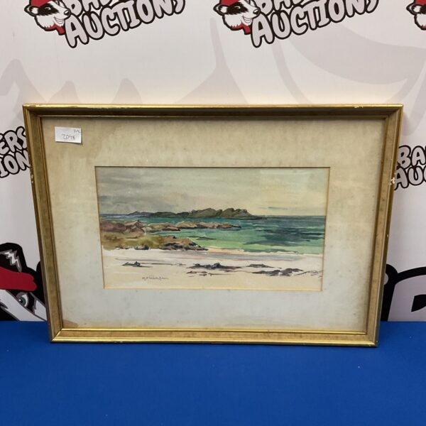 M F Wickham coastal watercolour painting of a serene seascape.