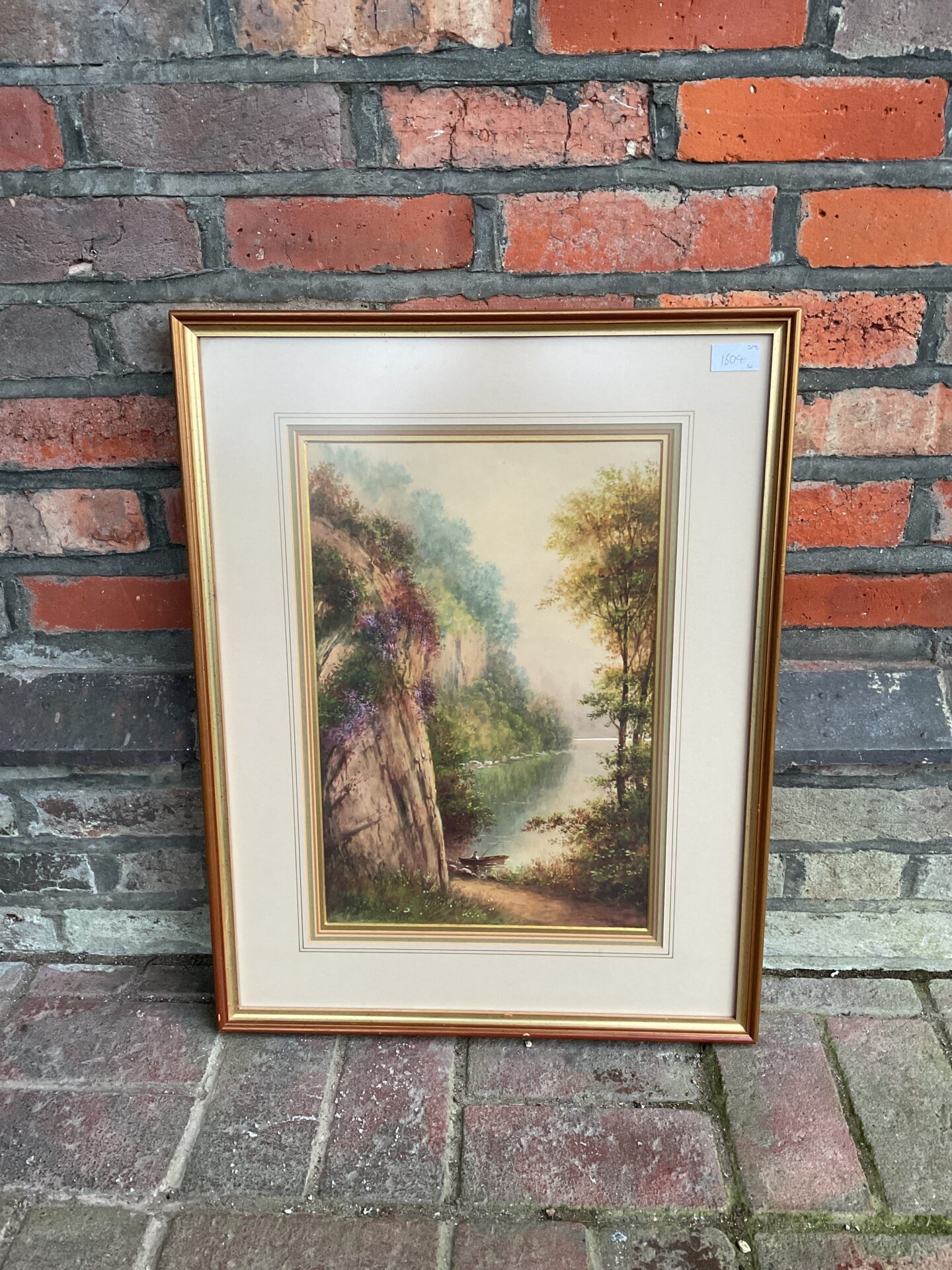 730 Milton drinkwater circa 1900 gilt framed watercolour of a river scene