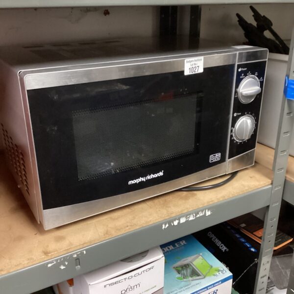 White Morphy Richards microwave oven for kitchen use.