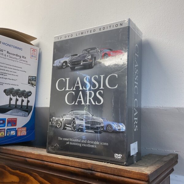 Classic cars DVD boxset, limited edition collection for enthusiasts.