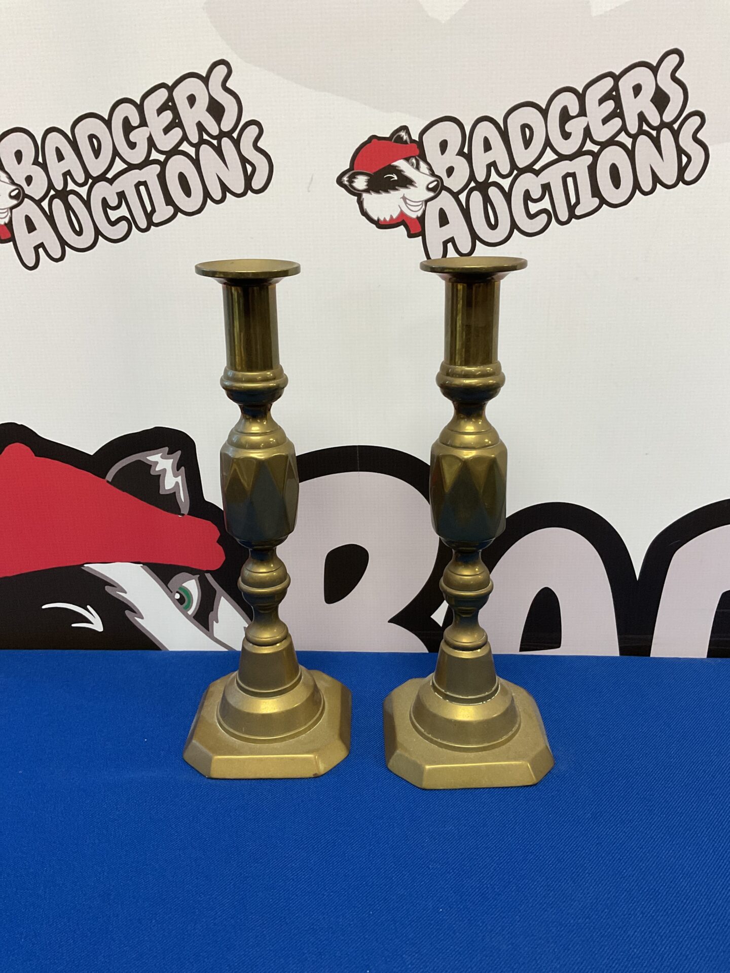 059 Pair of 10” brass candlesticks