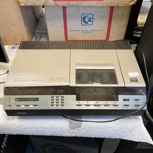 Vintage Philips VR2020 VHS cassette recorder in grey.