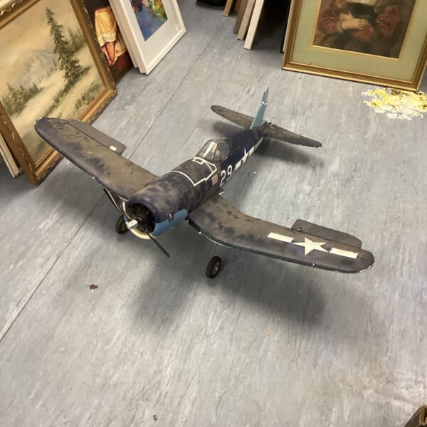 Vintage polystyrene Corsair model plane for restoration project.