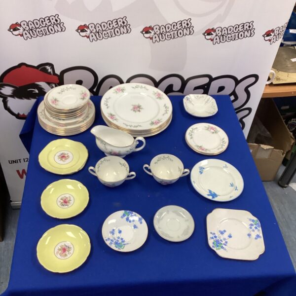 Mixed china collection including Royal Crafton vintage porcelain pieces.