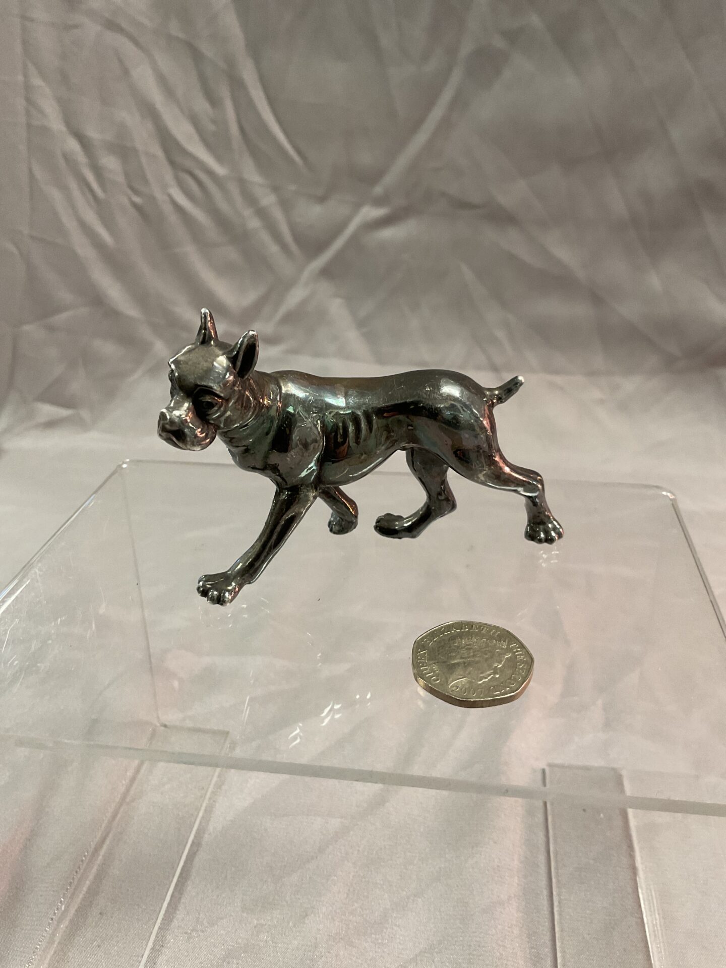 867 Silver Bulldog/ Mastiff figure indistinguishable marks to base