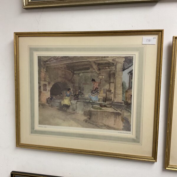 Framed Sir William Russell Flint print, “Province Caprice”, romantic art.