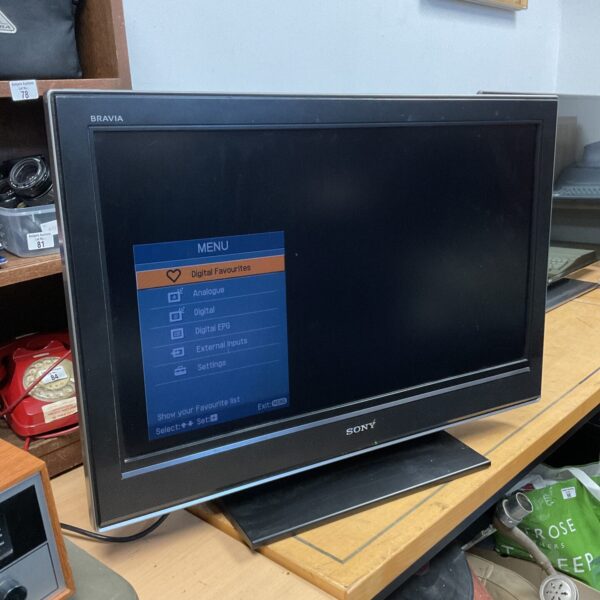 Sony Bravia 32 inch LCD TV, front view, used condition.