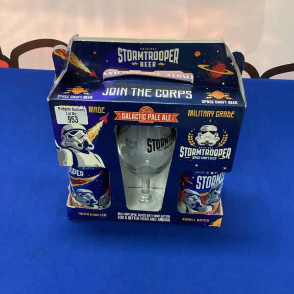 Stormtrooper Beer Collectors Edition with glass, a unique collectible.