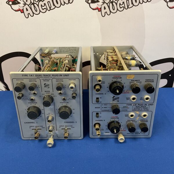 Vintage Tektronix 1A1 and CA plug-in units for oscilloscope use.