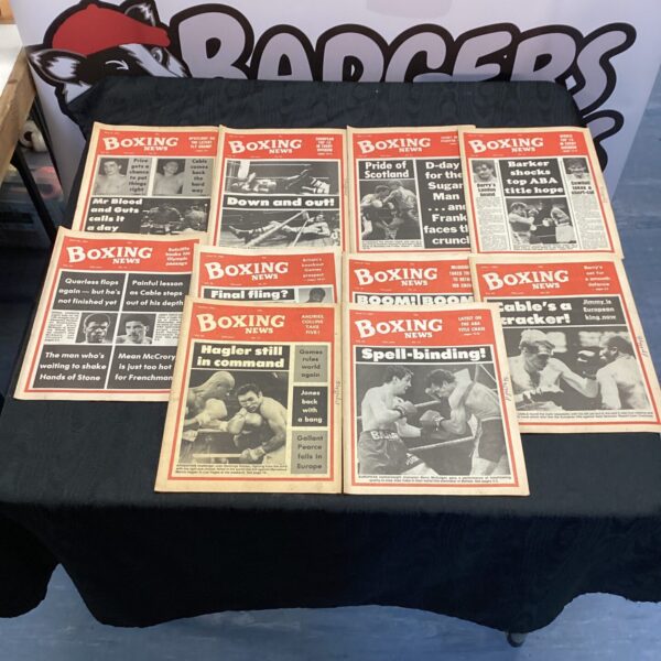 Lot of ten vintage Boxing News magazines from 1984.