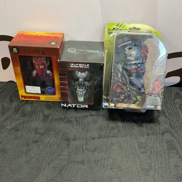 Boxed Terminator half scale endoskeleton collectible model.