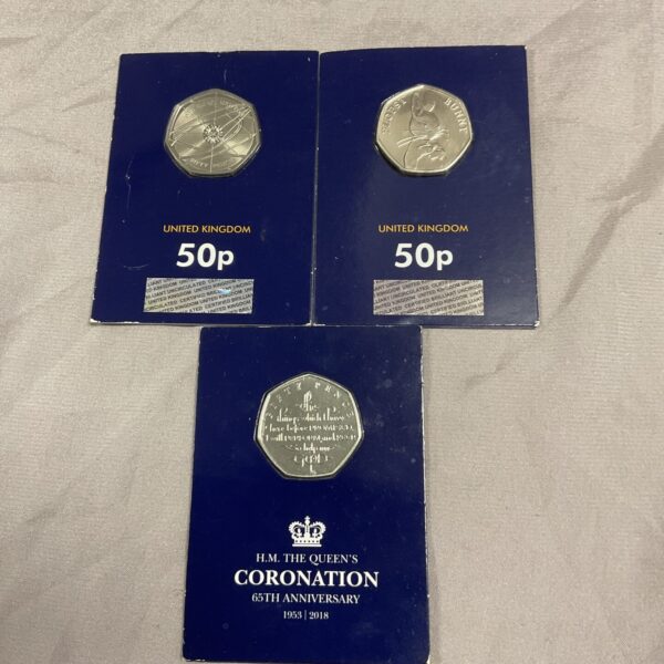 United Kingdom 50p coins featuring the Flopsy Bunny design.