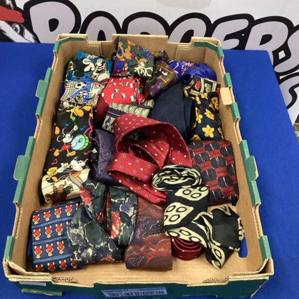 Mixed lot of vintage Disney silk ties with colourful patterns.