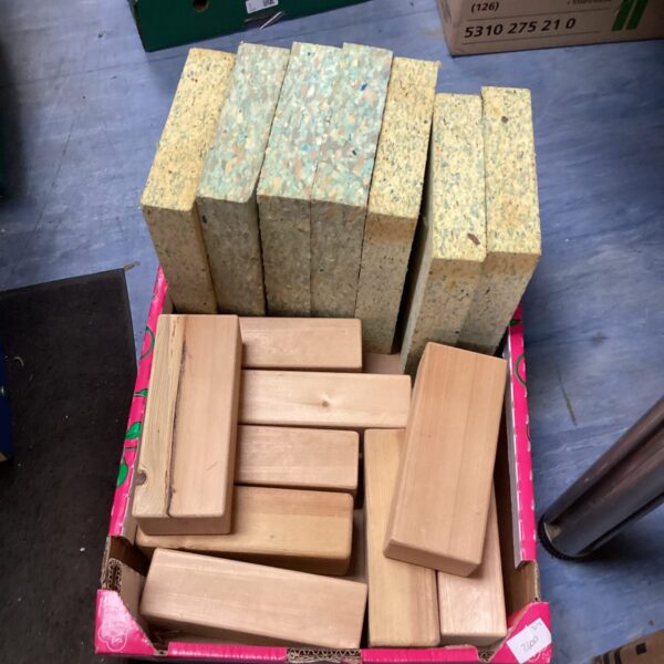 Mixed lot of upholstery blocks and wood for crafting.