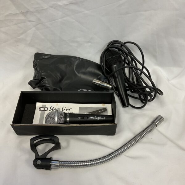 Vintage microphone pair including Peavey and Stage Line models.