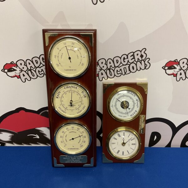 Antique Victorian wall barometers, including a Widdop branded piece.