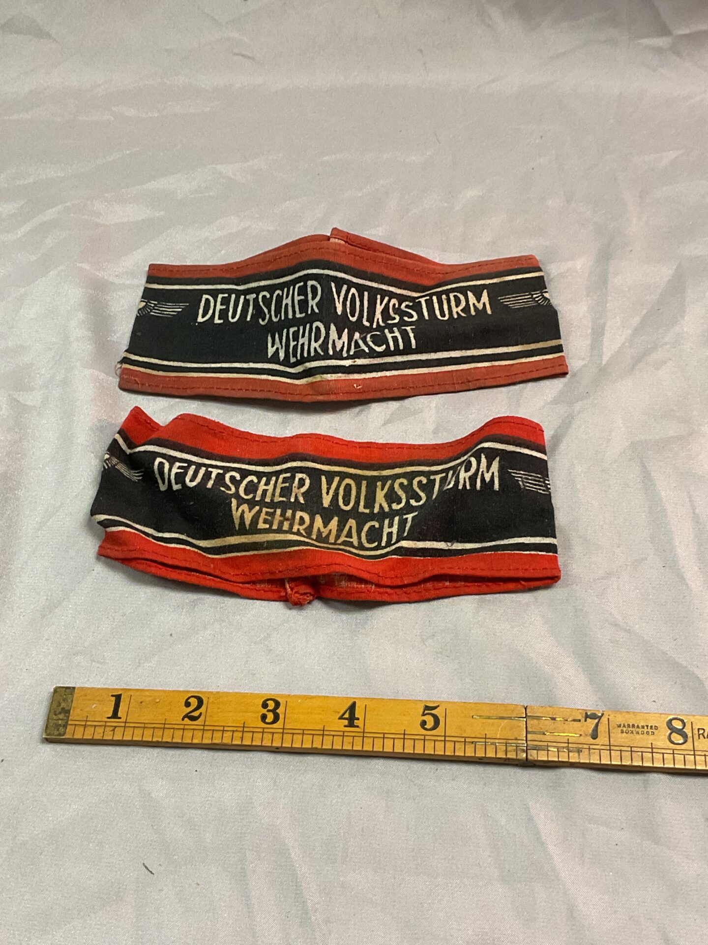 916 two WW2 German Deutscher volkssturm wehrmacht arm bands