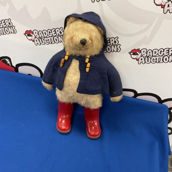 Vintage Paddington Bear wearing Dunlop wellington boots.