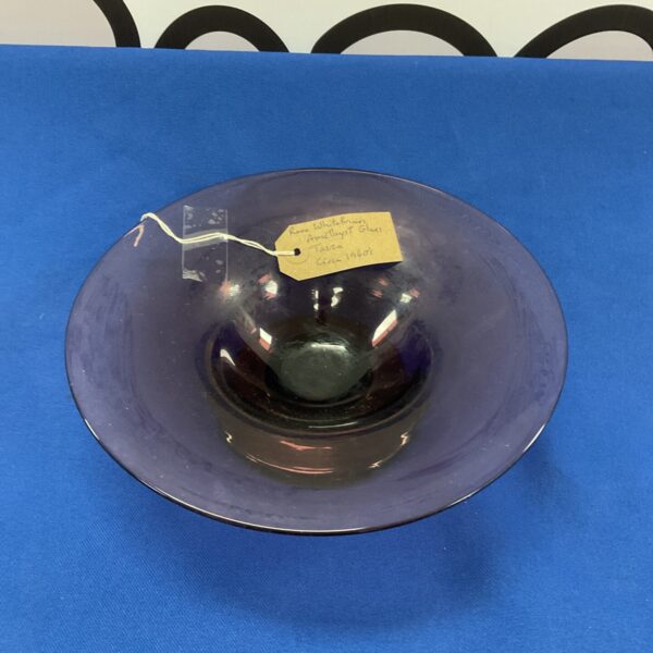 Vintage Whitefriars amethyst glass bowl, 1960s mid century modern style.