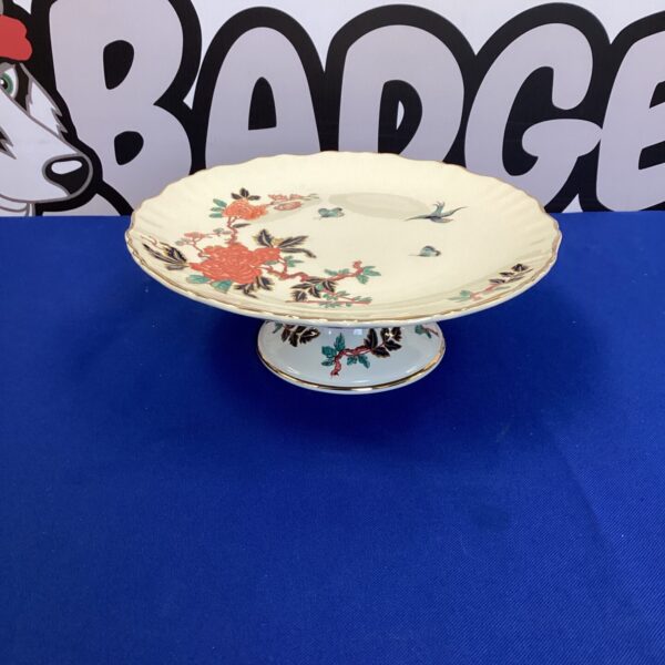 Vintage James Kent Eastern Glory cake stand with floral design.