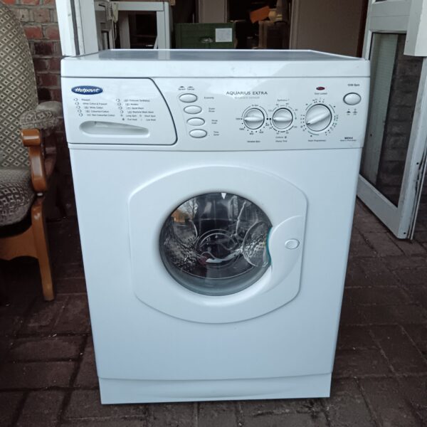 Front view of a white Hotpoint Aquarius washer dryer appliance.