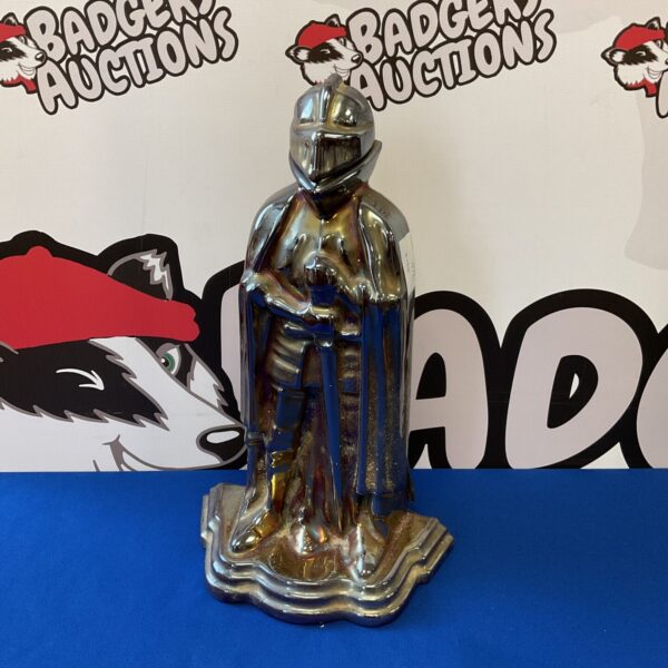 Vintage cast iron knight companion set with lustreware finish.