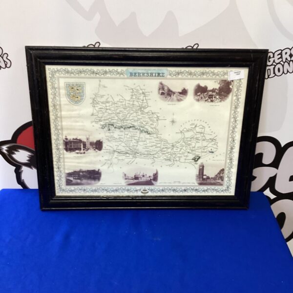 Antique framed map of Berkshire county, detailed topographical view.