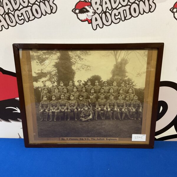 Vintage photograph of No. 7 Platoon, 5th VB Suffolk Regiment soldiers.