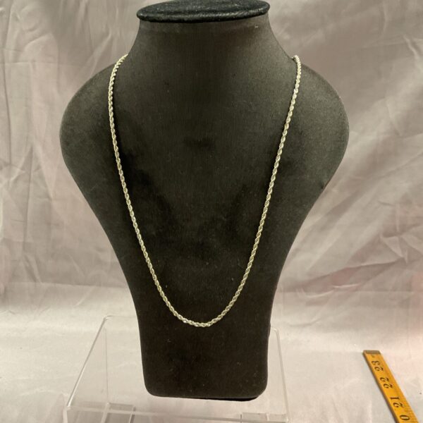 Elegant 925 silver rope chain necklace, 20 inch length.