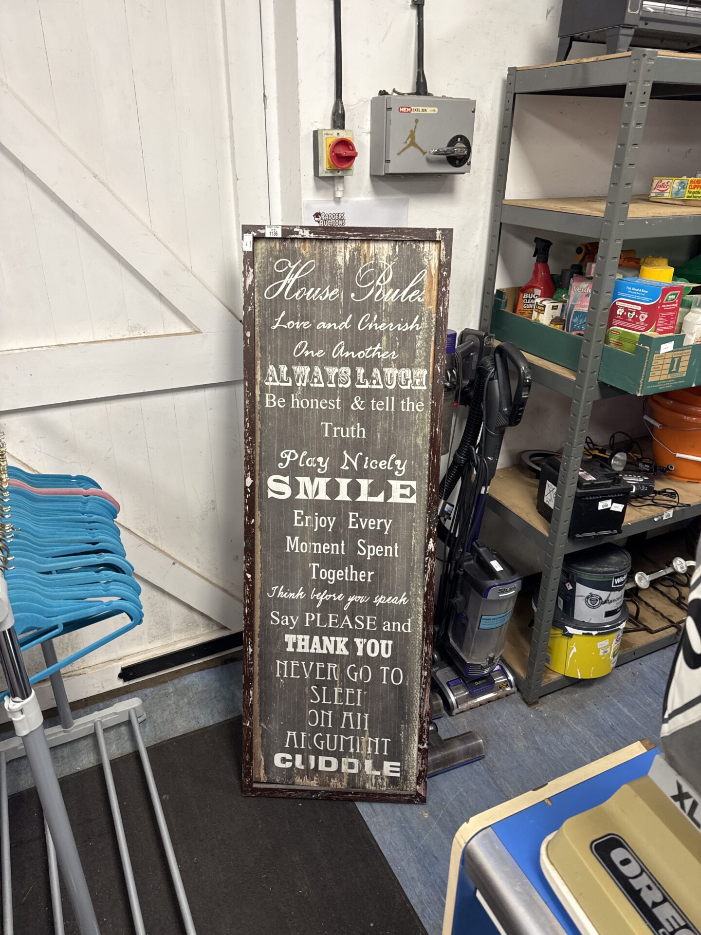 1136 Large house rules sign 5ft tall approx