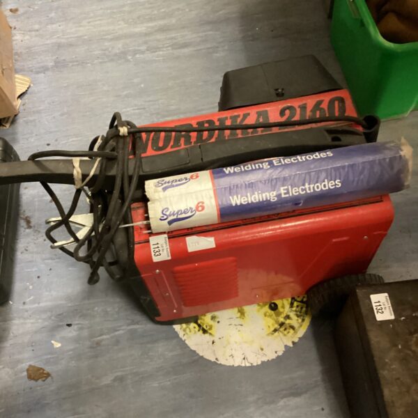 Vintage Nordika 2160 welder with welding rods and mask.