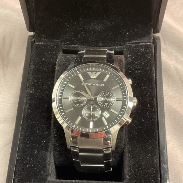Stylish Emporio Armani stainless steel wristwatch for men.
