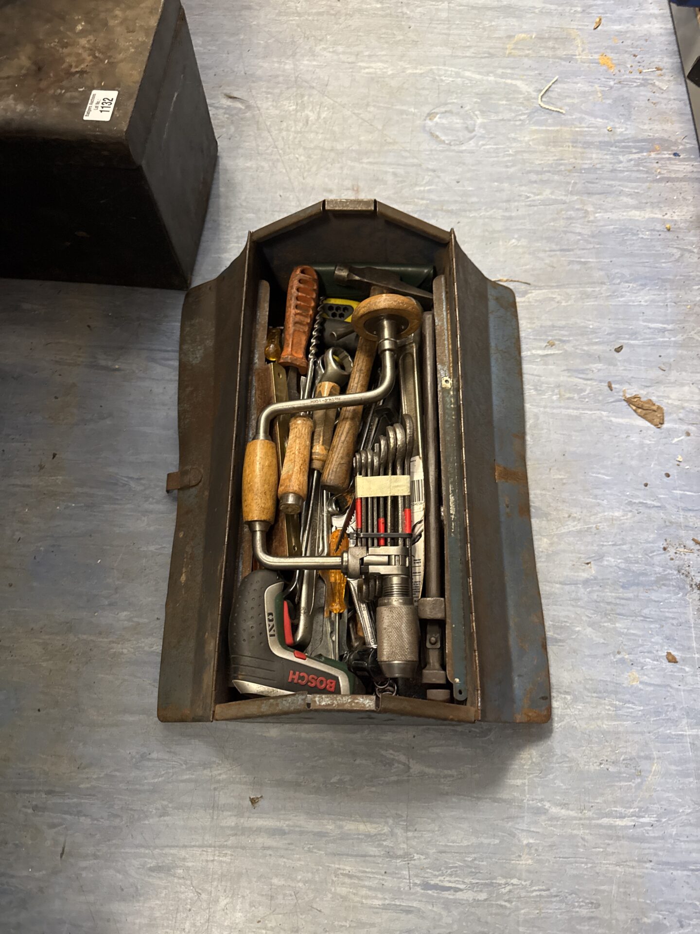1061 Vintage toolbox with contents