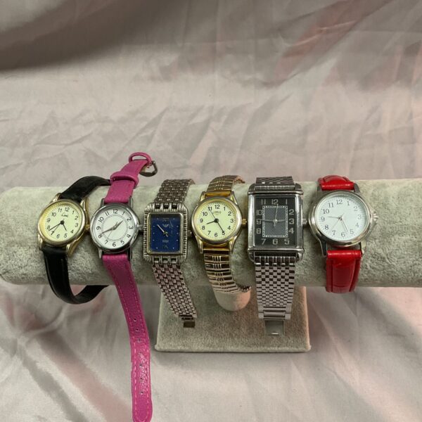 Lot of six ladies wristwatches, vintage fashion timepieces.