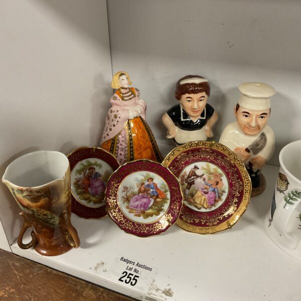 Collection of Limoges plates and character salt pepper pots.