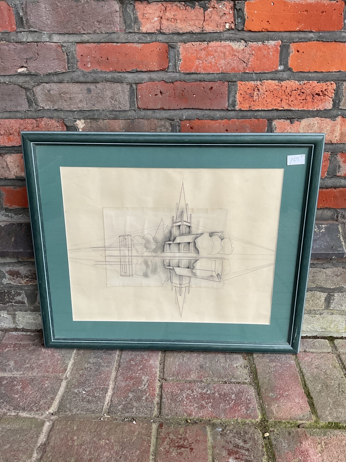003 Original abstract artwork of marlows all saints church & bridge