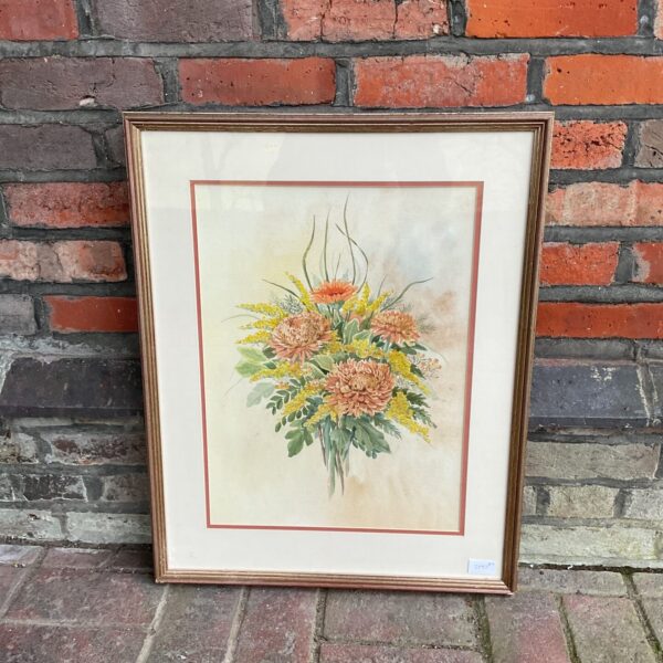 Delicate watercolour painting of autumn flowers by Judith Milne.